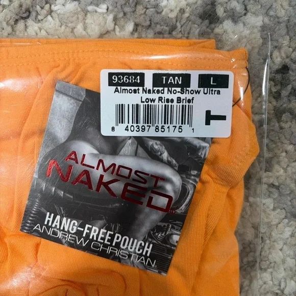 Andrew Christian orange almost naked ultra low rise briefs LARGE NWT - Picture 3 of 3